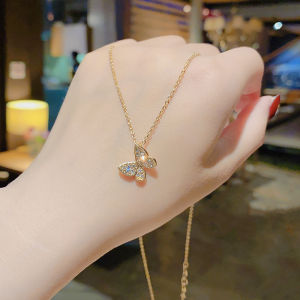 good 999 jewelry Fashion Sweet butterfly zircon stainless steel Necklace for women N8020