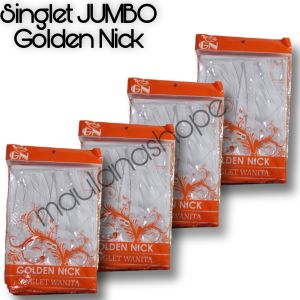 Singlet Golden nick kaos dalam wanita size jumbo katun Putih XXL - XXXL