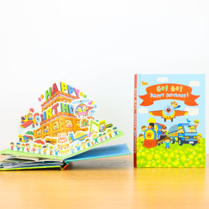 Vehicles Birthday Pop Up 3D Full Color Greeting Storybook Gift Kids Reading Book Mandarin Language Book 立体 生日 故事书