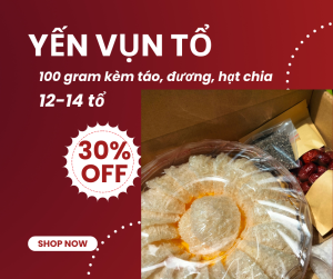 100Gram Yến Vụn Tổ 12 -14 Tổ kèm Táo Đỏ Đường Phèn Hạt Chia