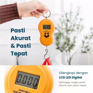 DoraHomi Timbangan Gantung Portable Scale Timbangan Ikan Daging Laundry Ekspedisi Kurir Digital 50kg Free baterai