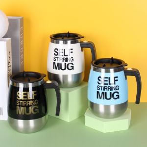 HJKL อัตโนมัติอัตโนมัติอัตโนมัติ แก้วกวนด้วยตนเอง เหล็กไร้สนิม 450มล. เครื่องผสมขี้เกียจ แบบพกพาได้ สร้างสรรค์และสร้างสรรค์ ถ้วยผสมน้ำ กาแฟนม