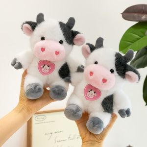 TSEVD Simulation Cow Stuffed Plush Doll Cartoon Fluffy Cow Plush Toy Sleeping Pillow Cute Animals Cow Toys Birthday Gift