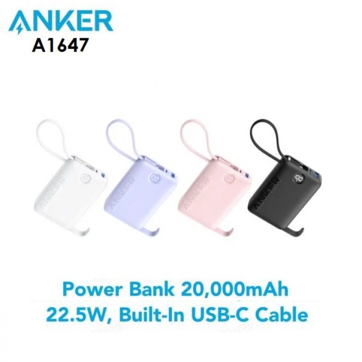 Anker A1647 20000mah Power Bank With Built In Usb C Cable Lazada Indonesia 9759