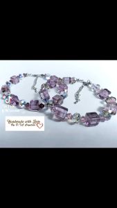 [D.T.C Crystals] Amethyst Cube with Swarovski Element Crystals Bracelet