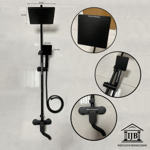 Shower Tiang Column Stainless Bulat Kotak Hitam Abu Abu