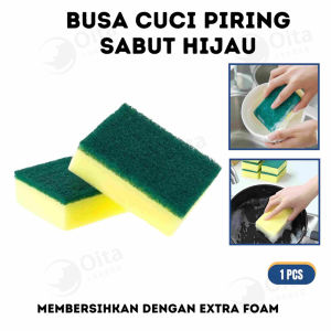 Sabut Spon / Spons Busa Cuci Piring / Sponge Hijau Kuning Wajan Serbaguna