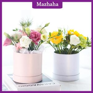 Mazhaha Flower Box 12cm Round Cardboard Gift Boxes Wedding Party Rose Flower Decoration
