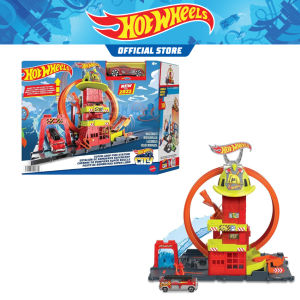 Hot Wheels City Super Loop Fire Station Playset Track Set With 1 Toy Car