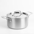 Famco 3.6 Quart Casserole 20cm, Tri-ply stainless steel construction, Rust-resistant, Induction compatible, Aluminum core, Even heating, Everyday use, Good for 8 servings, Double handles, Sleek Timeless design. 