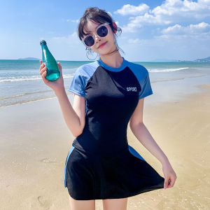 SURF READY STOCK swimming suit for women plus size swimsuit women Short Sleeve Swimming Suit Skirt Swim Wear Elegant 泳衣女装保守Swimsuit Womens Split Two-piece Set Slimming beach wear 游泳装女 women swimwear 游泳衣女装 plus size swimsuit women