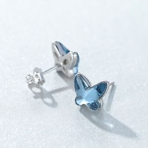 Bông Tai Nữ (BẠC THẬT KHÔNG RỈ) Khuyên Tai Bạc Hình Con Bướm Xanh Ngọc - B2565 - Bảo Ngọc Jewelry