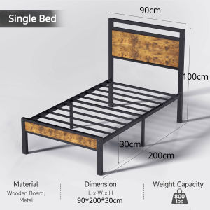 KEKEE Steel-wood Bed Frame Thickened Plate Double Bed Rack Iron Frame Bed Waterproof Moisture-proof High Load-bearing Formaldehyde-free