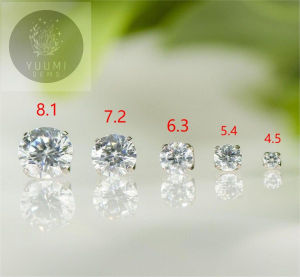 (1 ĐÔI) Bông tai Bạc 925 Kim cương Moissanite màu Trắng 4.5 - 8.1 ly viên Tròn Hàng Mỹ (kèm Kiểm Định GRA) Yuumi Jewelry