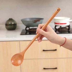 1pcs Long Handle Mixing Wooden Spoon Utensil for Stirring/cooking Scratch Free Non-Stick-Style Tableware