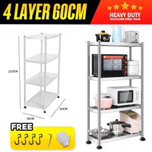 AKIRO Malaysia Stainless Steel Rack Kitchen Rack Multi Layer Storage Rack Organizer Storage Microwave Rack wt Wheels Shelf Rak Dapur 不锈钢收納架置物架