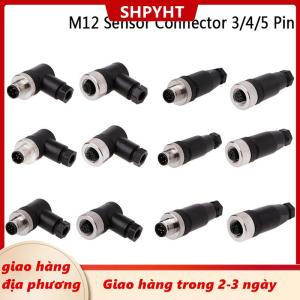 [COD] SHPYHT Giao hàng địa phương 1 cái đầu nối cảm biến M12 đầu cắm Góc thẳng Phải 3 4 5 chân đực cái