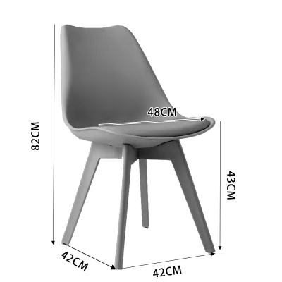 Elegant Nordic-Style Home Office Chair with Cushion Ergonomic Design High-Strength Plastic Comfortable Thick Seat 300kg Load Capacity