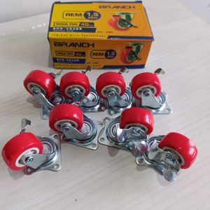 Roda Caster Etalase Troli Merah 4 PCS Nylon Nilon PVC 15 Inch HIDUP + REM