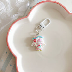 Cute KT Cat Little Girl Pendant Keychain Perfect Accessory for Girls Bags Student Gifts and Bestie Presents