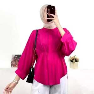 gratis ongkir // Kemeja Wanita A.Z Rayon Twill Polos Balon Top Blouse Basic Kemeja Wanita Lengan Panjang Wanita Oversize Jumbo