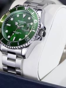 นาฬิกาสวิส Guanqin Green Water Ghost นาฬิกาผู้ชายเรืองแสงกันน้ำหล่อสีดำน้ำระดับไฮเอนด์นาฬิกาผู้ชายที่ไม่ใช่กลไก