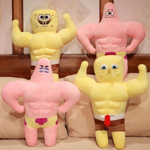 JOJO CASTLE Funny Hug Muscular SpongeBob Patrick Star Plush Toy Soft Comfortable Stuffed Anime Throw Pillow Back Cushion Home Decor Gifts foe Children