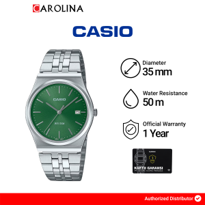 Jam Tangan Pria Casio MTP-B145D-3A Green Dial Stainless Steel Band