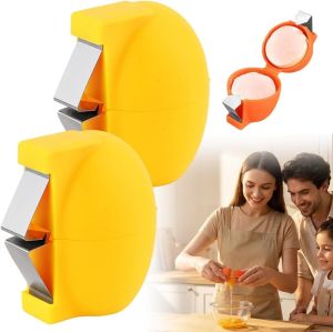 2026 New Egg Shell Opener Stainless Steel Egg Cracker Tool Multifunctional Egg Separator for Raw & Hard Boiled Eggs Kitchen Egg Peeler Shell Remover Gadget (1 orange)