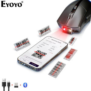 [🚚Local Fast delivery🚚]Eyoyo EY-045 Mouse Scanner Wireless Portable USB Barcode Scanner with Ergonomic Grip Long Battery Life for Scanning 1D 2D QR Code in Home Office Store Small Business Inventory