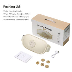 Electric Belly Shaking Massager Wireless Abdominal Massager 2 Levels Heated Fat Burner Multifunctional Rubbing Belly Instrument 3 Intensity Modes Bian Stone Kneading Anti Cellulite Remover for Flattening Belly