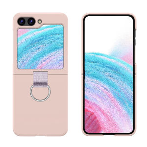 【With Finger Ring】 KISSCASE For Samsung Z Flip5 5G Flip4 Flip3 Morandi Candy Solid Color Fashion Foldable Ring Buckle Holder Phone Case for Samsung Galaxy ZFlip5 Flip5 Flip4 5G Shockproof Silicone Cover