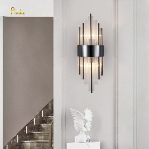 Modern Brass Wall Lamp 2-Light Wall Sconce Crystal Wall Sconce Lighting Mid Century Modern Wall Sconce for Bedroom Mirror Living Room Entryway Hallway