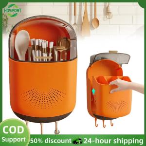 【HOSPORT】Kitchen Cutlery Storage Box with Drainer Dustproof Spoon and Chopstick Organizer Utensils Cutlery Holder【1-3 days delivery】