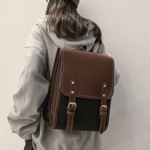 NEXASHOP PU Leather Japanese Backpack Large Capacity Preppy Style Laptop Backpacks Fashionable Travel Bags