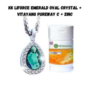 KK Liforce Oval Crystal Series + Free Vitayang Pureway C + Zinc (Paket Hemat) Kalung Kesehatan KKL Blue Saphire Oval Crystal Scarlet Oval Crystal Emerald Oval Crystal  (3 Pilihan Model)