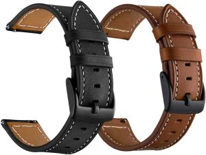 Galaxy Watch 7 Bands Leather Compatible for Samsung Galaxy Watch FE Band Galaxy Watch 7/6/5/4/3 Straps 40mm 44mm 43mm 45mm 46mm 47mm 20mm Bracelets Replacement Active2/Gear Sport Men Women