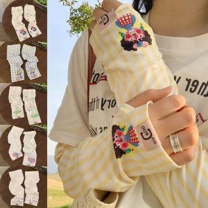 OKONOK Cartoon Print Womens Sun Protection Sleeves Loose Ice Silk Cycling Arm Sleeve Fashion Versatile Ice Sleeves Summer Outdoor