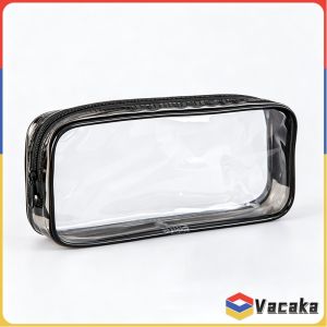Vacaka Transparent PVC Pouch Waterproof Clear Makeup Bag Portable Student Stationery Pencil Case for office