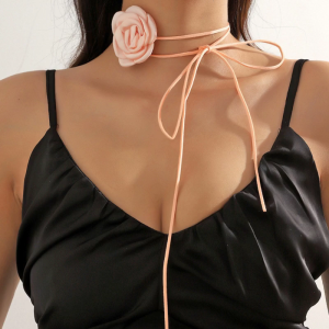 Elegant Big Flower Choker Necklace For Women Romantic Mesh Flower Choker Clavicle Party Banquet Necklace Gift