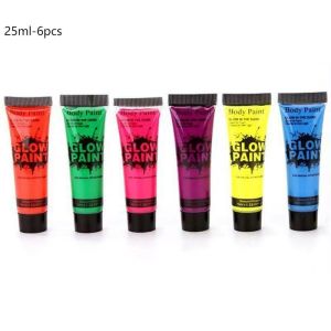 6pcs Body Face Painting Glow In The Dark 25ml Cat Wajah Painting Uv Face Paint Face Painting Murah Neon Night Fluorescent