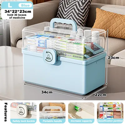 THE Medicine Box Foldable Medicine Storage Box Multipurpose Compartment Emergency First Aid Kit