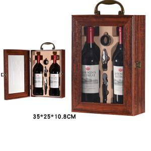 Kotak Kado Hardbox Anggur Yang Baik / Gift Box Wine Gesper Pengunci Perunggu Desain Kompartemen Anggur Untuk Penyimpanan Anggur Yang Aman / Set Anggur Gratis