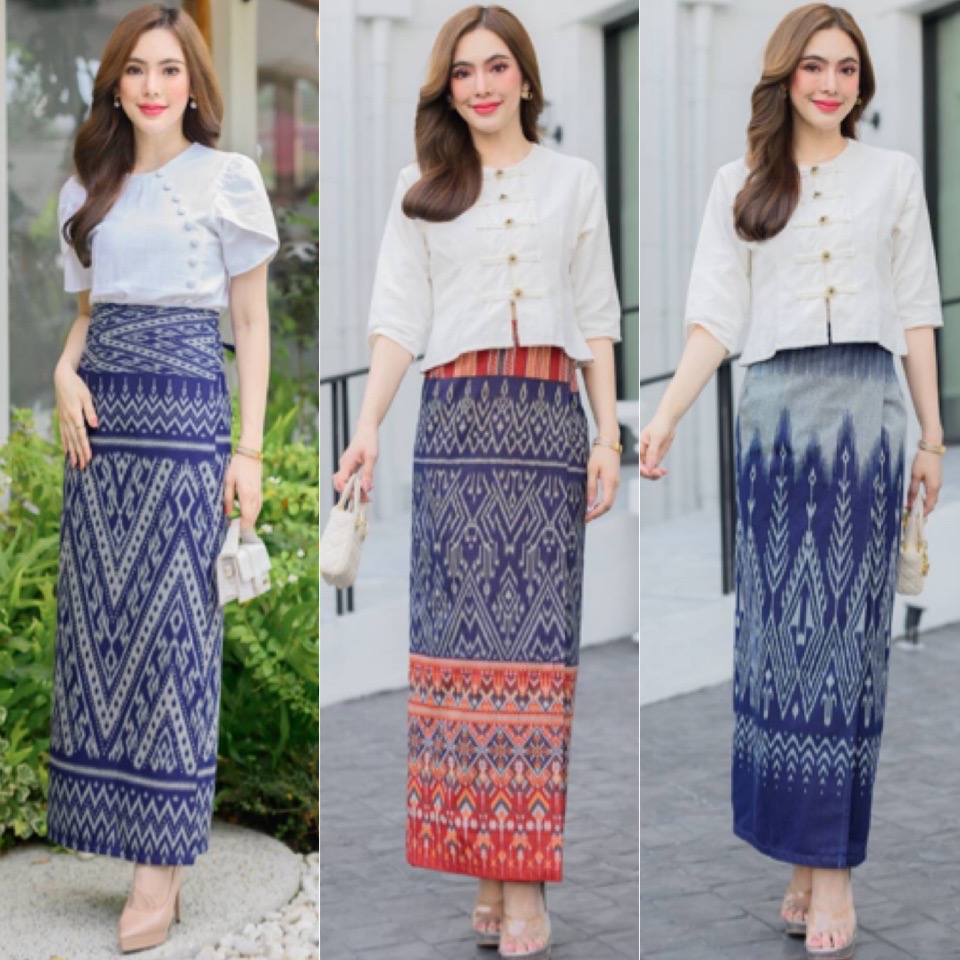 ผ้าถุงลายไทยลิซ่า ไซส์คนอ้วน ผ้าฝ้ายนุ่ม แม็กซี่ กระโปรงพันรอบ พรางพุง สีสวย มุมมองที่ 3