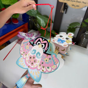 Đèn Lồng Giấy Cầm Tay Hình Cá/Thỏ Có Đèn LED Sáng Đồ Chơi Trung Thu Cho Bé