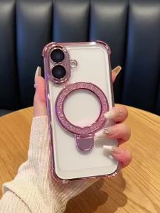 เคสสำหรับ Samsung A04 A04S A06 A07 A17 A16 A05S A05 A04E 5G เคสศัพท์แบบนุ่มซิลิโคนกันกระแทก ดีไซน์ใหม่สวยงามใสประกายกับที่วาง SJYDZJ01