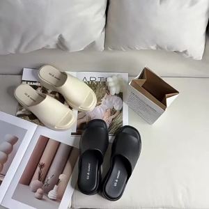 [Free Shipping] Womens thick-soled slippers high-heeled shoes soft-soled EVA platform wedges ultra-high heels suitable for beach wear slip-resistant Ins style