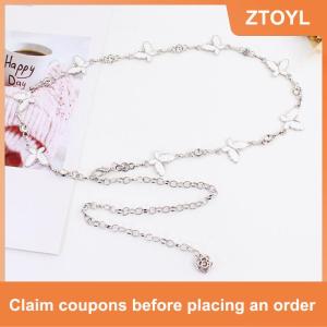 【ZTOYL】 ชุดเดรสโซ่โลหะเข็มขัดตกแต่งรูปผีเสื้อทันสมัยปรับได้ ชุดเดรสโซ่เอวเข้ารูปหรูหราพร้อมจี้ตกแต่งของขวัญ