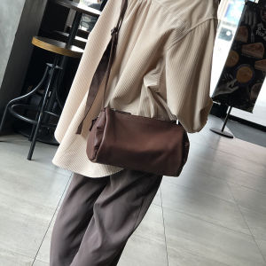 BeeGreen Women Genuine Leather Barrel Shoulder Bag Fashion Ruched Bag Casual Crossbody Bag High Quality Soft Sling bag