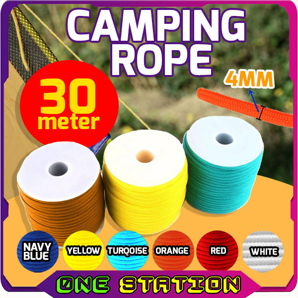 High Quality Tent Rope 30M variation color Nylon Rope Camping Rope 4mm